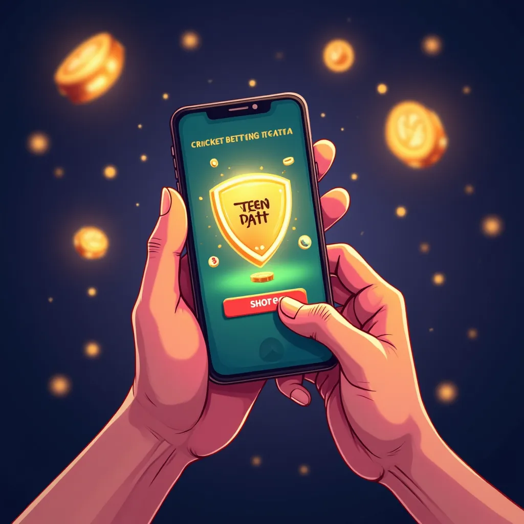 Cartoon mobile phone displaying winz gaming interface